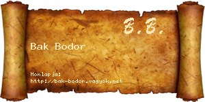Bak Bodor névjegykártya